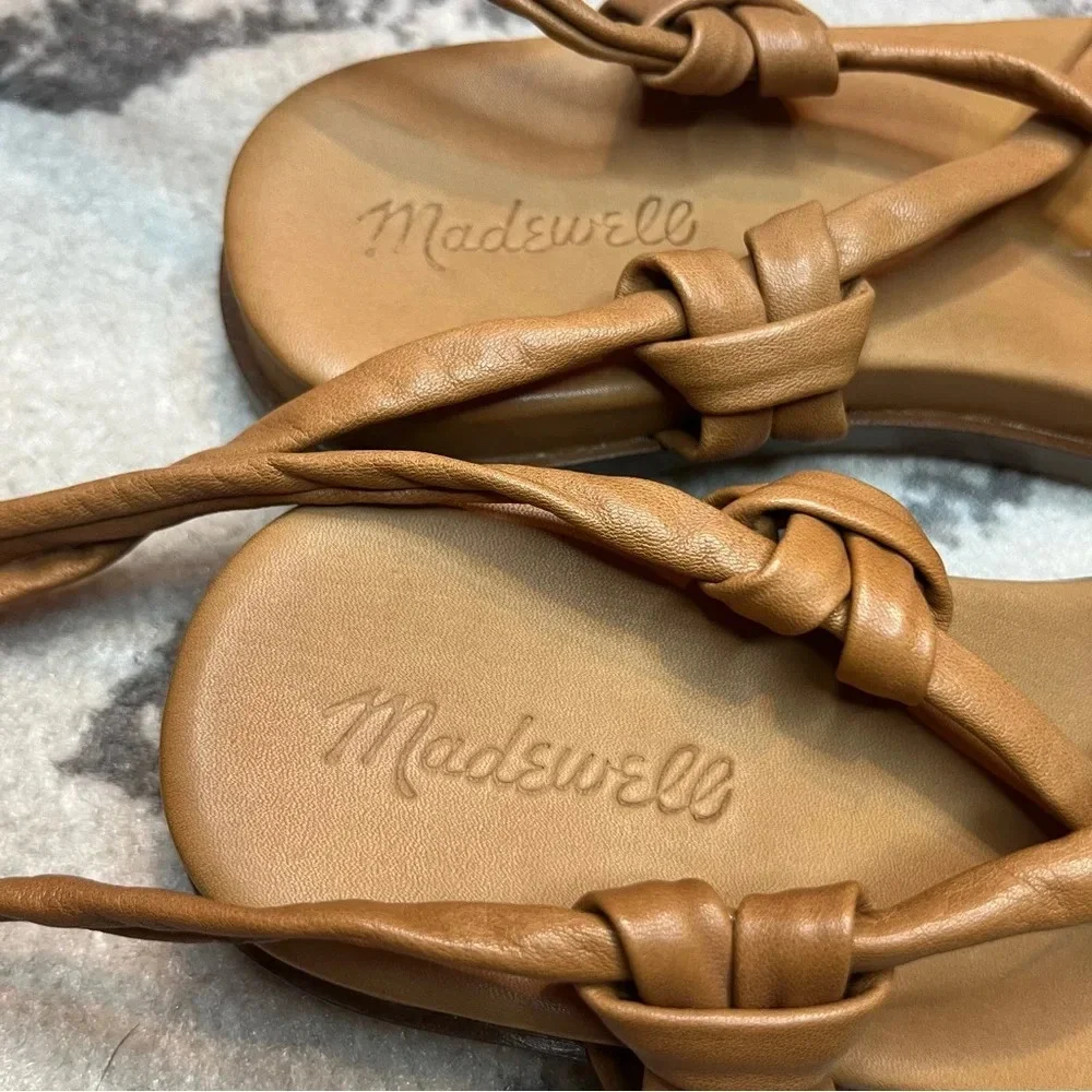 NEW MADEWELL Beachy Strappy Tie Summer Gladiator Faux Leather Tan Sandals